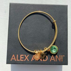 🍀Alex and Ani Peridot Birthstone Charm Bangle🍀